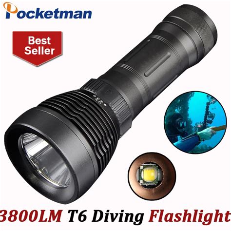 3800 Lumens Diving flashlight led diving light xml t6 buceo dive torch Underwater flash light ...