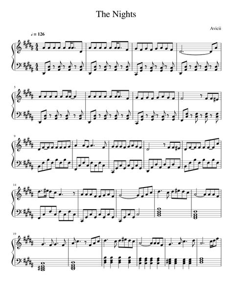 The Nights - Avicii Sheet music for Piano | Download free in PDF or MIDI | Musescore.com