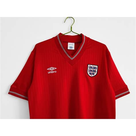 England 84/87 Away Red Soccer Jersey