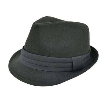 Unisex Classic Solid Color Felt Fedora Hat with Black Band - Walmart.com