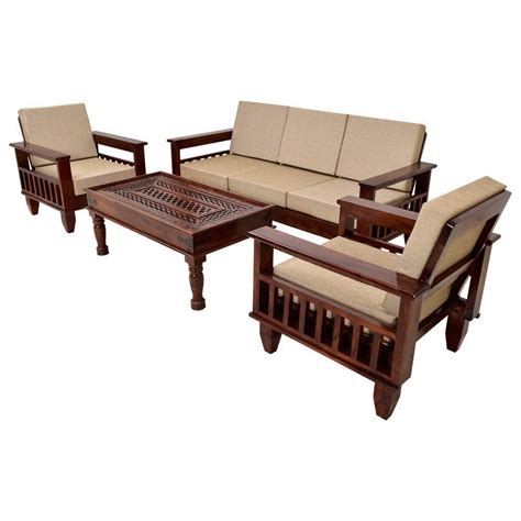 Brown 5 Seater Wooden Sofa set, For Home, Rs 45000 /set P D Furniture Works Shop | ID: 21561375888