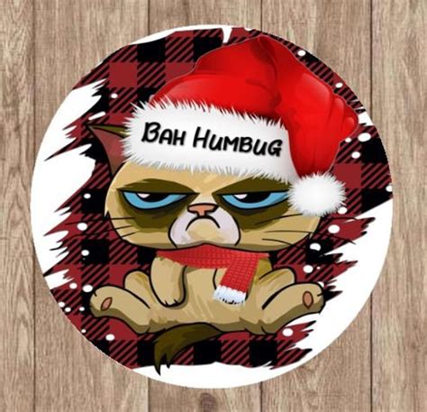 Christmas Wreath Sign Bah Humbug Sign Grumpy Cat Sign | Etsy