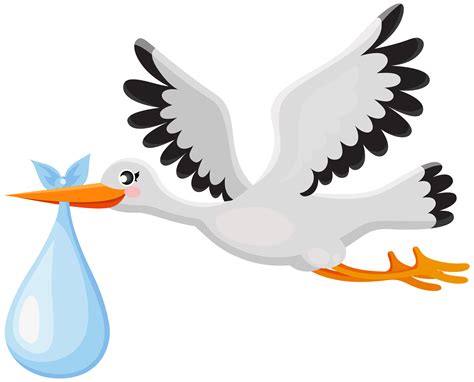 Cartoon stork with the baby clipart free image download - Clip Art Library