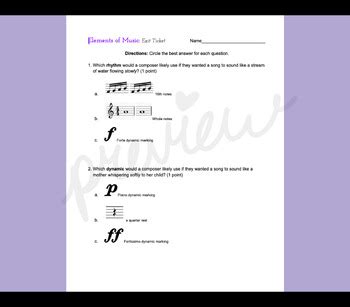 Musical Elements Quiz by Kara Bragg | TPT