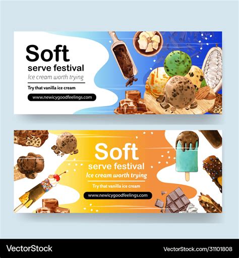 Ice cream banner design with cocoa chocolate Vector Image