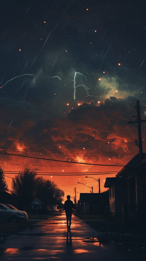 Night Sky Street View - Aesthetic Wallpapers