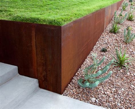 steel-planter-detail | Modern landscaping, Steel retaining wall, Steel planters