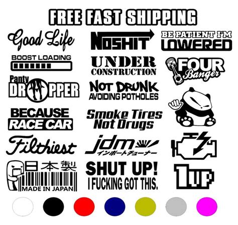 JDM 10 RANDOM CAR STICKER DECAL PACK LOT BOOST RACING FUNNY TUNER LOW ...