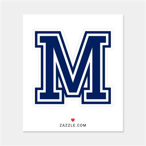 Custom color letter M sporty college font alphabet Sticker | Zazzle.com in 2021 | Lettering ...