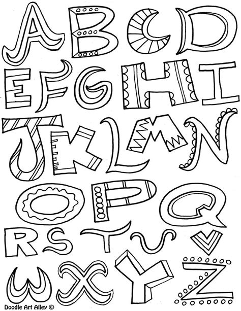 Alphabet Doodle Coloring Pages - Coloring Pages