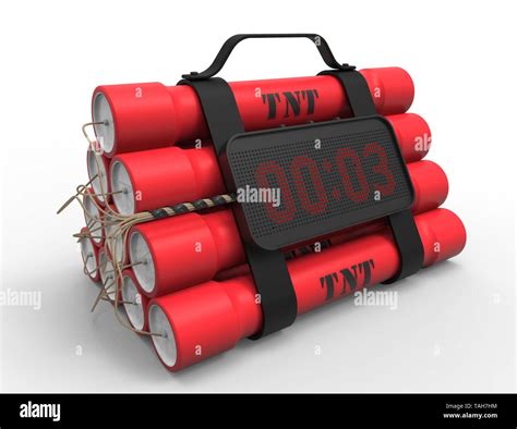 3D illustration 3D rendering of TNT dynamite bomb with a timer isolated on white studio ...