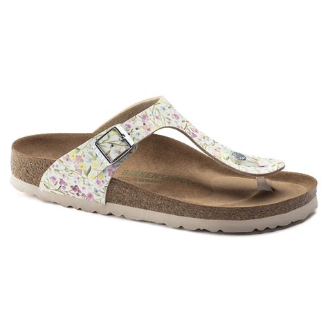 Birkenstock Women's Gizeh Vegan Birko-Flor Watercolor Flower White ...