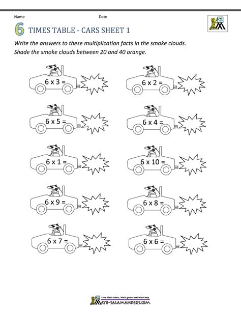 6 Times Tables Worksheets