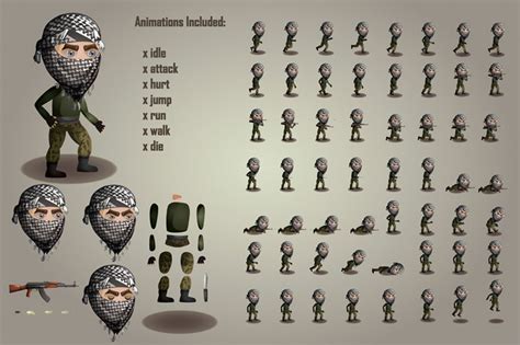 2D Terrorists Free Sprites by Free Game Assets (GUI, Sprite, Tilesets)