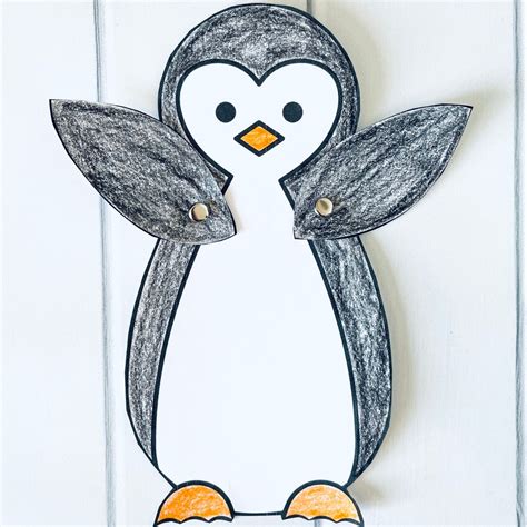 Paper Penguin Craft with Flippers that Move! (Free Printable)