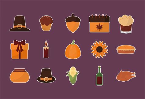 happy thanksgiving day icon set 2094209 Vector Art at Vecteezy