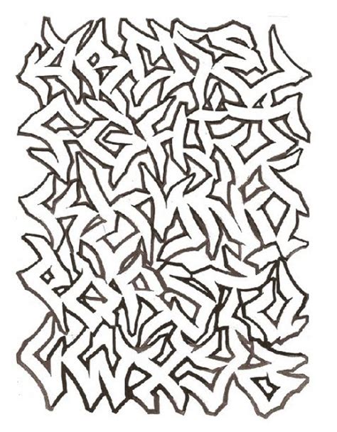 graffiti walls: Sketch Graffiti Alphabet : Letters A-Z on Minimalist Paper Design