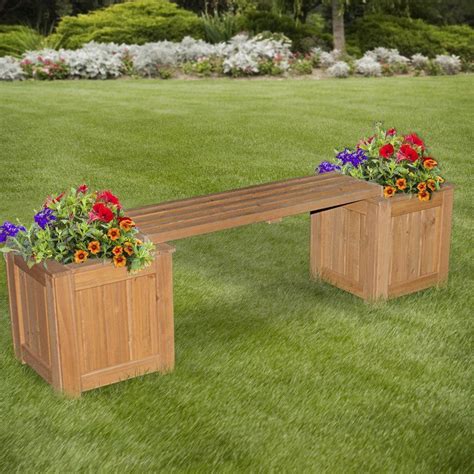 Cedar Wood Planter Bench Wooden Garden Benches, Wooden Swing Set ...