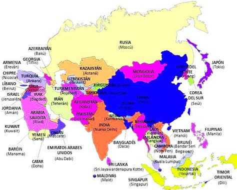 Asia: Mapa, Países y Capitales - Globo Terraqueo Interactivo