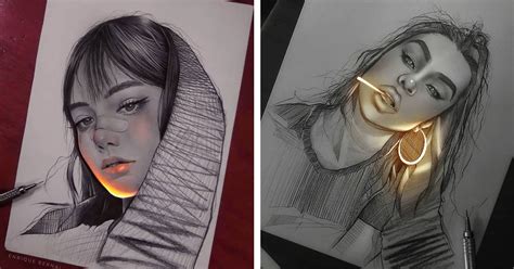 Artist Makes His Pencil Drawings "Shine" With Digital Manipulation