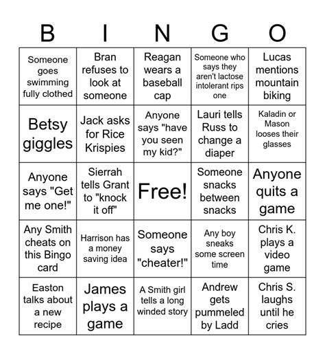 SMITH FAMILY BINGO Card