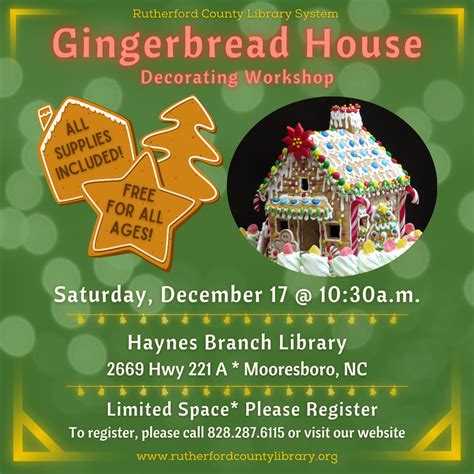 HAYNES – Gingerbread House Decorating Workshop – Rutherford County Library System