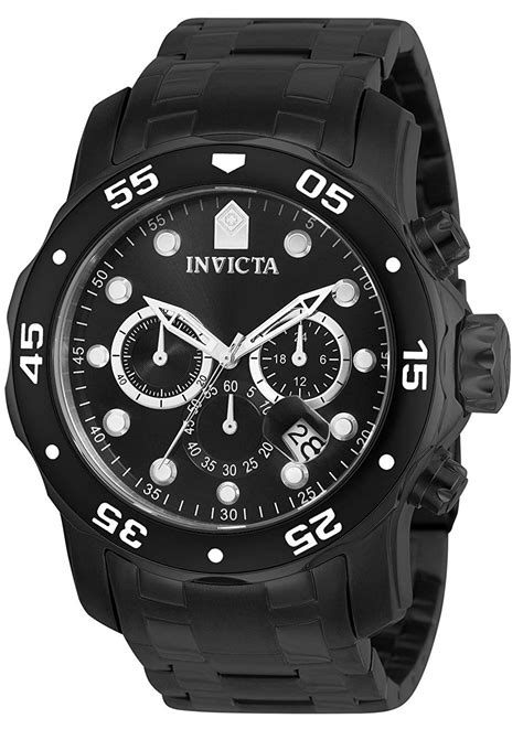 Invicta Pro Diver Black Stainless Steel Chronograph Mens Watch 0076 ...