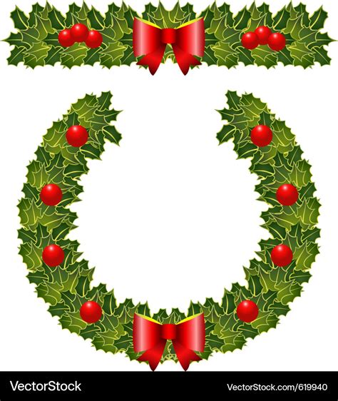 Christmas holly garland and wreath Royalty Free Vector Image