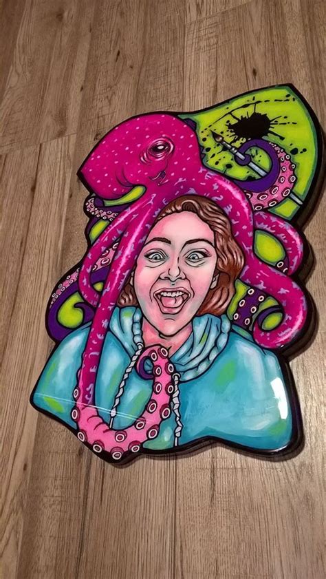 Octopus pinched my paint brush and making art, what fun. Self portrait and resin #Julianne # ...