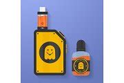 Icon of Vape device with ghost silhouette. Electronic cigarette with e-liquid bottle. Vector ...