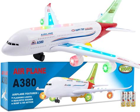 Amazon.com: Toysery Airplane Toys for Kids, Bump and Go Action, Toddler Toy Plane with LED ...