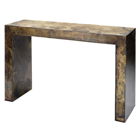 Charlemagne Console Table in Acid Washed Metal - Scenario Home