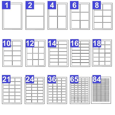 Printable Label Sizes