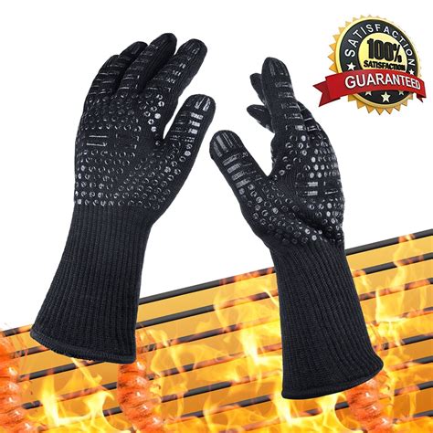 Grilling Gloves, Heat Resistant BBQ Gloves 923°F Cooking Gloves Hot Food Gloves Anti-Slip Aramid ...