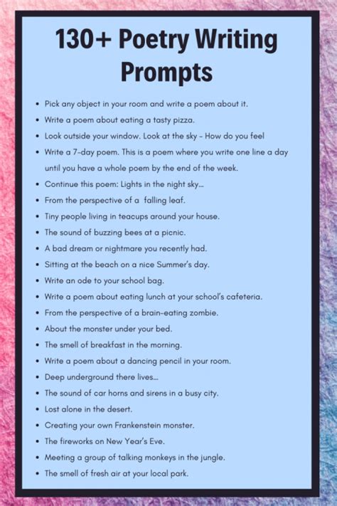 130+ Poetry Writing Prompts | Poetry Prompts & Ideas | Imagine Forest