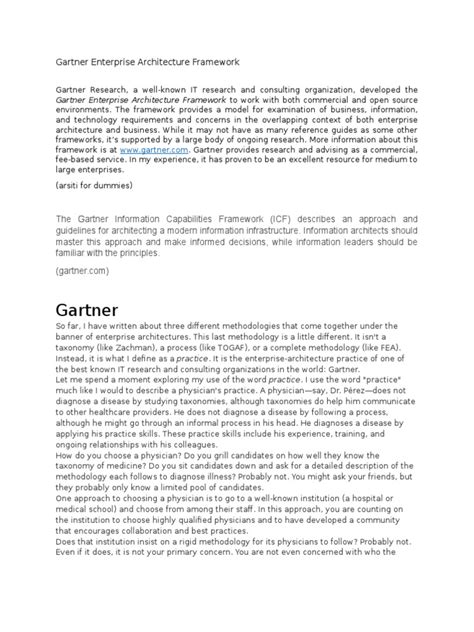 Gartner Enterprise Architecture Framework | Enterprise Architecture ...