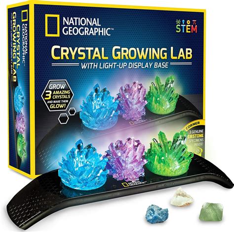 NATIONAL GEOGRAPHIC Crystal Growing Kit - 3 Vibrant Colored Crystals Grow in 3-5 Days, Includes ...