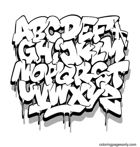 Graffiti English Alphabet Coloring Pages - Graffiti Coloring Pages ...