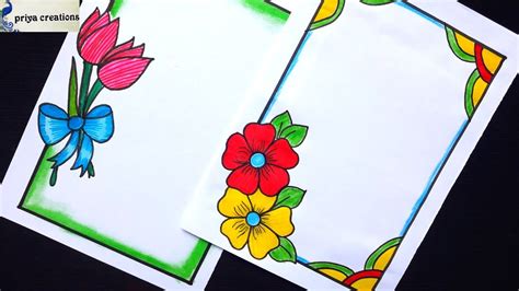 Simple Flower Border Designs For School Projects Easy - Home Alqu