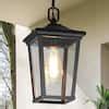 LNC Modern Black Outdoor Pendant 1-Light Coastal Hanging Lantern with Clear Glass Shade for ...