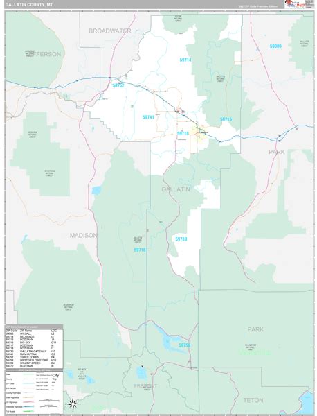 Gallatin County, MT Wall Map Premium Style by MarketMAPS - MapSales