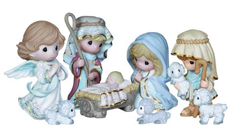 Precious Moments, Christmas Gifts, “Come Let Us Adore Him”, 8 Piece Nativity Set, Bisque ...