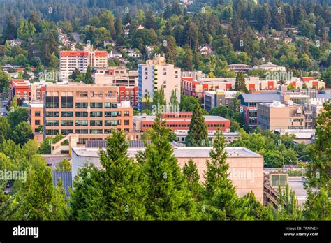 Eugene, Oregon, USA downtown cityscape at dusk Stock Photo - Alamy