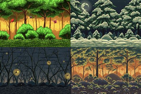 Pixel Art Forest 2D Backgrounds - CraftPix.net | Forest background ...