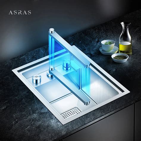 ASRAS 304 Stainless Steel 4mm Thickness Handmade Brushed kitchen Sink ...