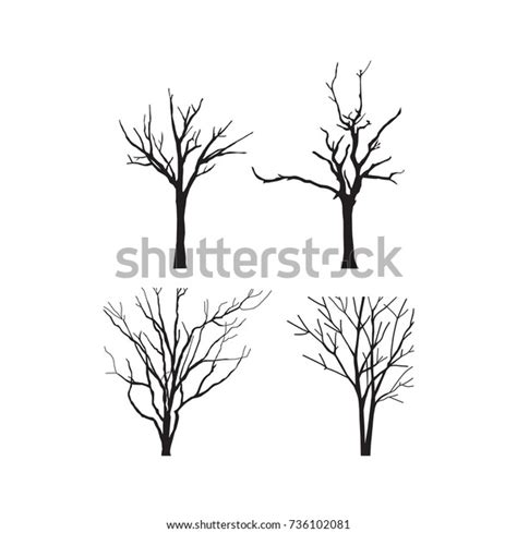 Silhouette Autumn Tree Vector Illustration Isolated Stock Vector ...