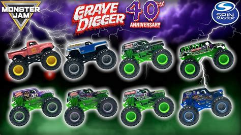 SPIN MASTER MONSTER JAM GRAVE DIGGER 40TH ANNIVERSARY ENCORE 8-PACK - YouTube