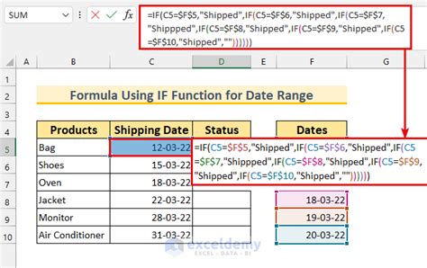 Use Date Range In Excel Formula - Printable Timeline Templates