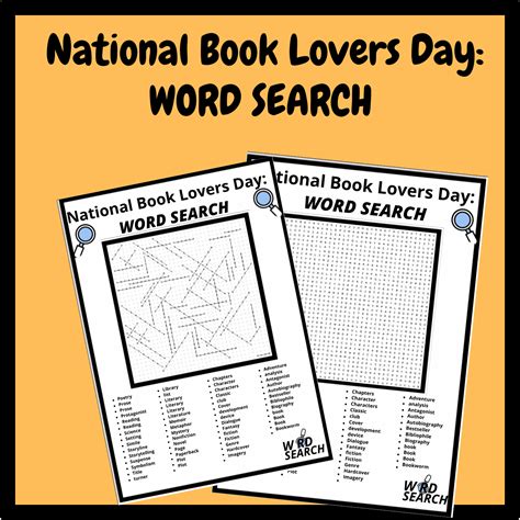 National Book Lovers Day WORD SEARCH PUZZLE, ACTIVITIES | Made By Teachers