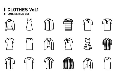 Clothes outline icon set. 6636015 Vector Art at Vecteezy